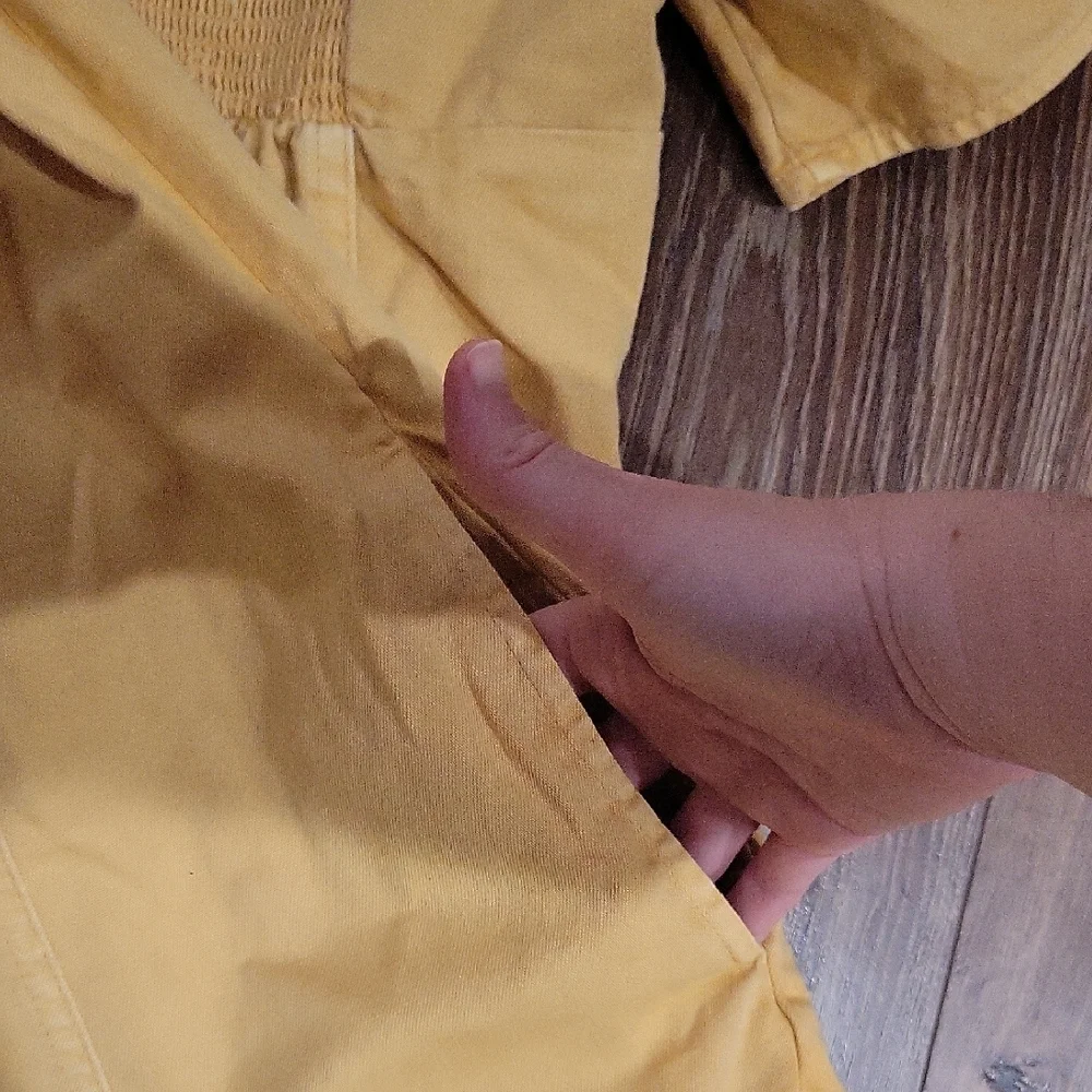 Free People Mustard Mini Dress with Puff Sleeves - Picture 7 of 10